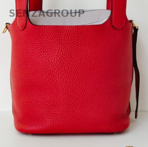 Hermes Picotin Lock Gold Hardware Tote Bag Red Used Women Classic