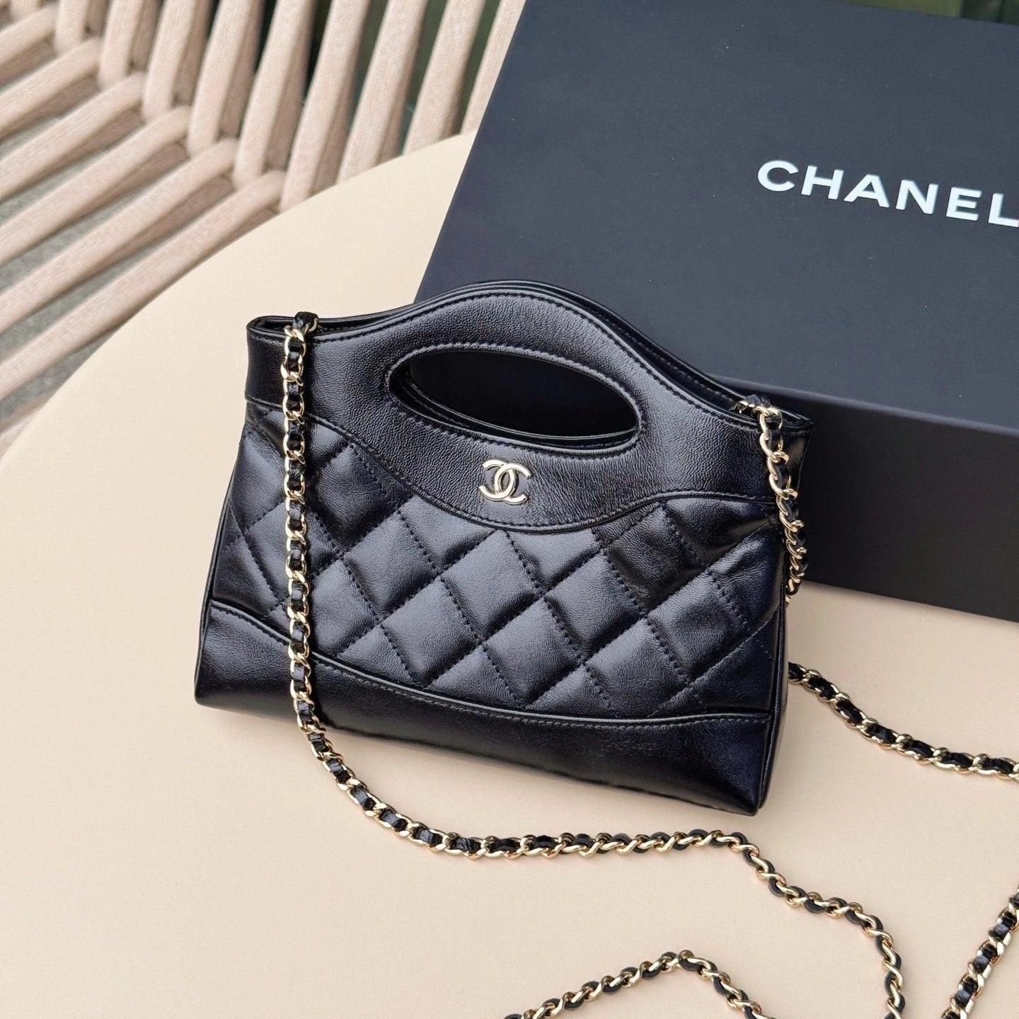 CHANEL Black Gold 31bag Nano Tote Bag For Women