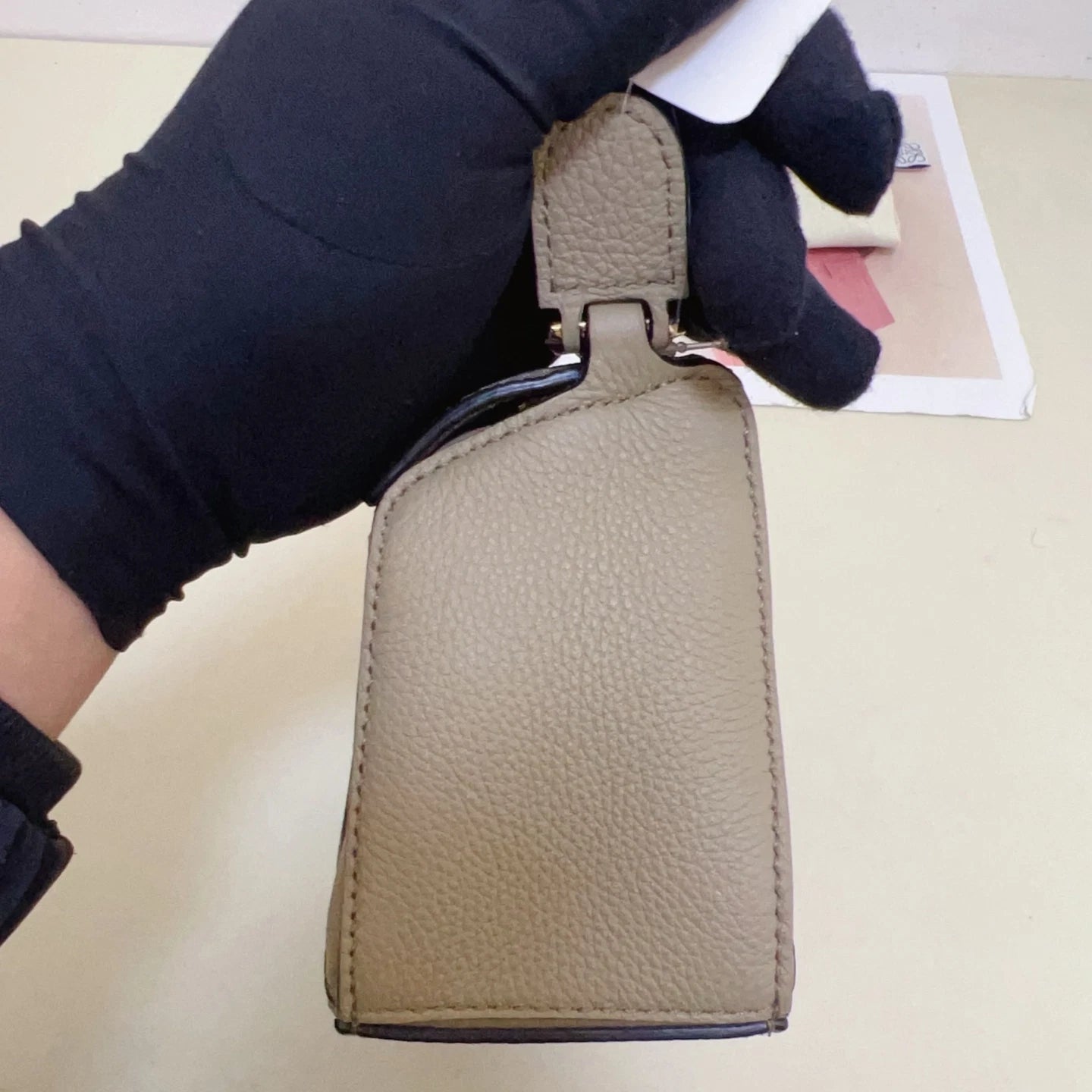 Loewe Puzzle Mini Top Handle Shoulder Bag Crossbody Green Gold Women Classic