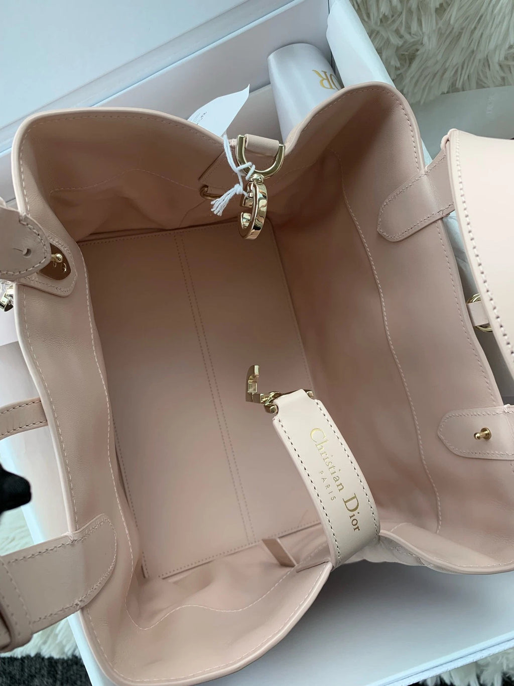 Dior New Medium Pink Leather Tote Bag For Women