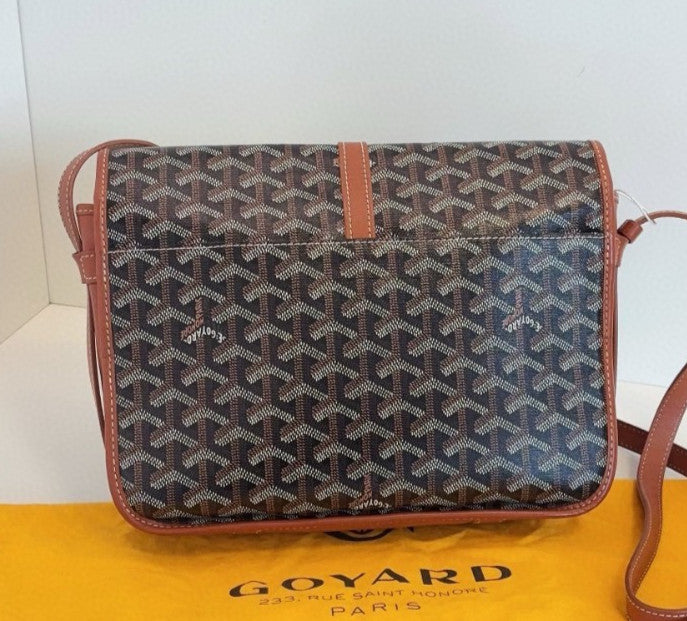 Goyard Belvedere 2Way Shoulder Bag Crossbody Brown Silver Unisex Adults Classic