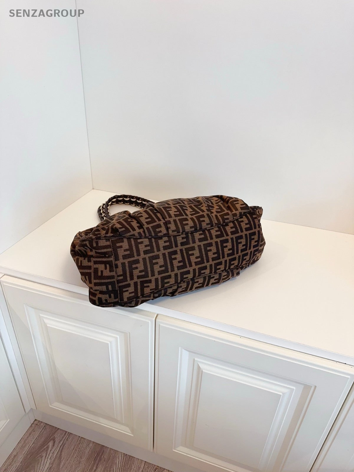 Fendi Classic Monogram Logo tote Shoulder bag Brown Women