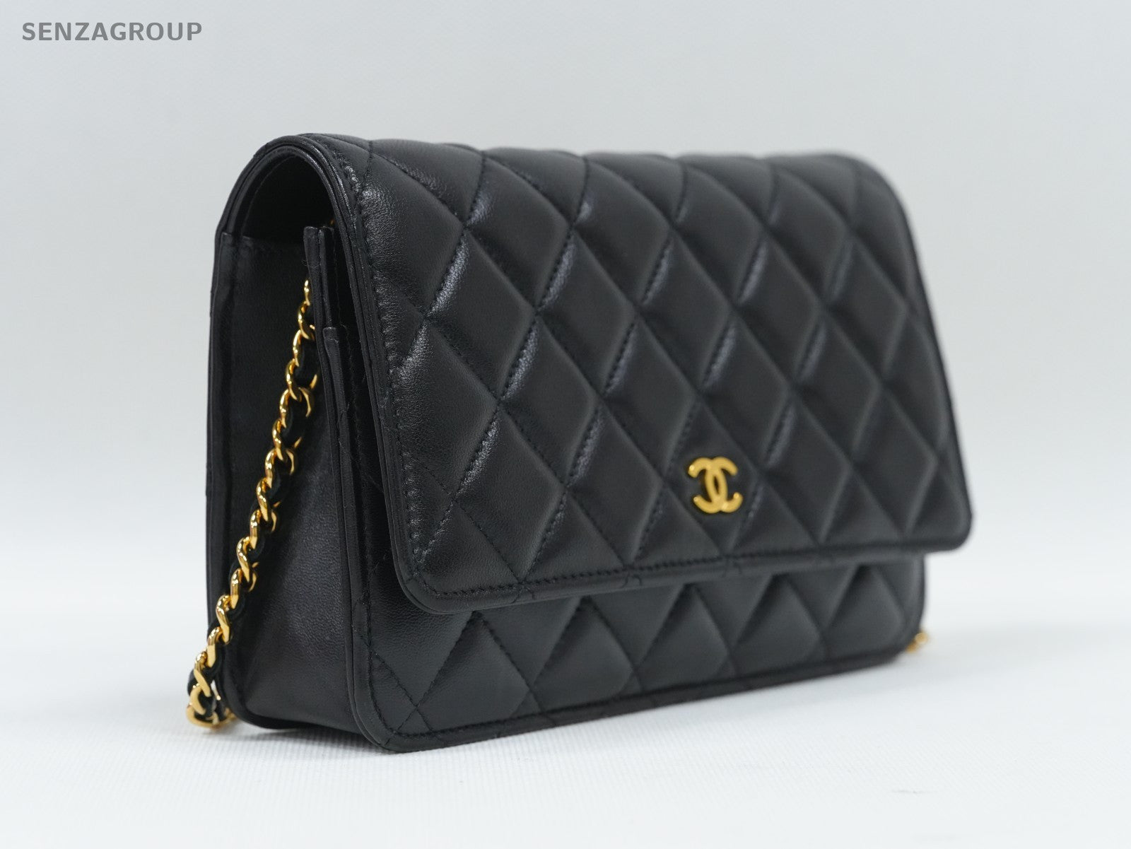 CHANEL Classic Flap Woc Diamond Pattern Chain Shoulder bag Black Gold Women