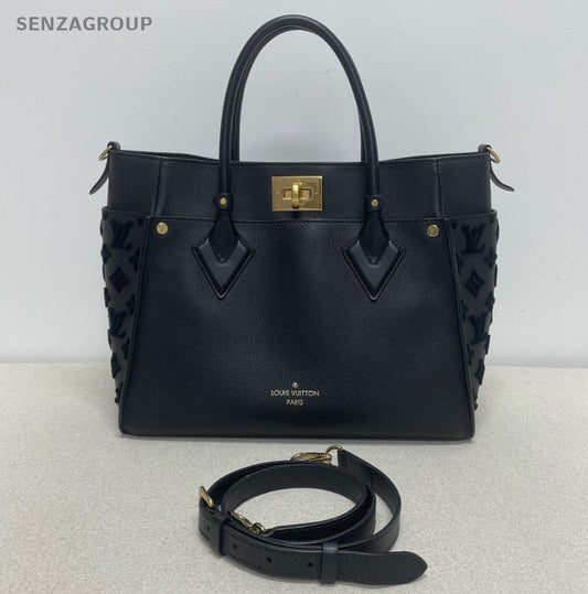 Louis Vuitton OnMySide 2Way Top Handle Bag Crossbody Black Gold Women Classic