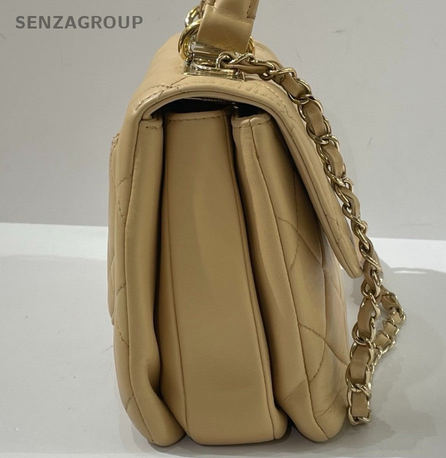 Chanel Trendy CC Diamond Top Handle Bag Chain Crossbody Yellow Gold Women
