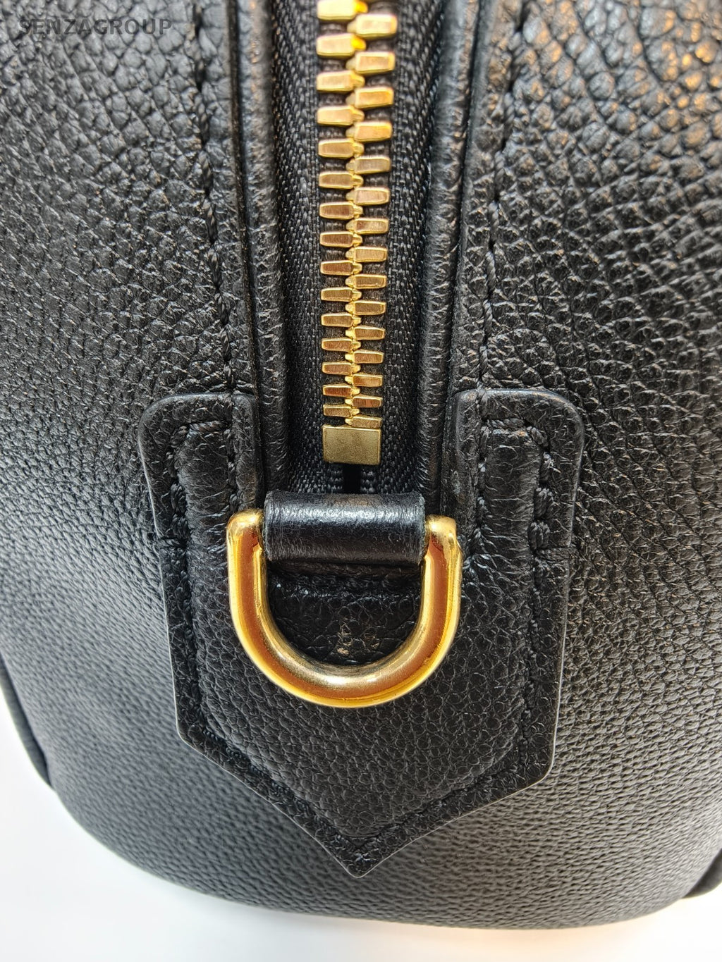 Louis Vuitton Speedy Monogram Top Handle Bag Crossbody Black Gold Women Classic
