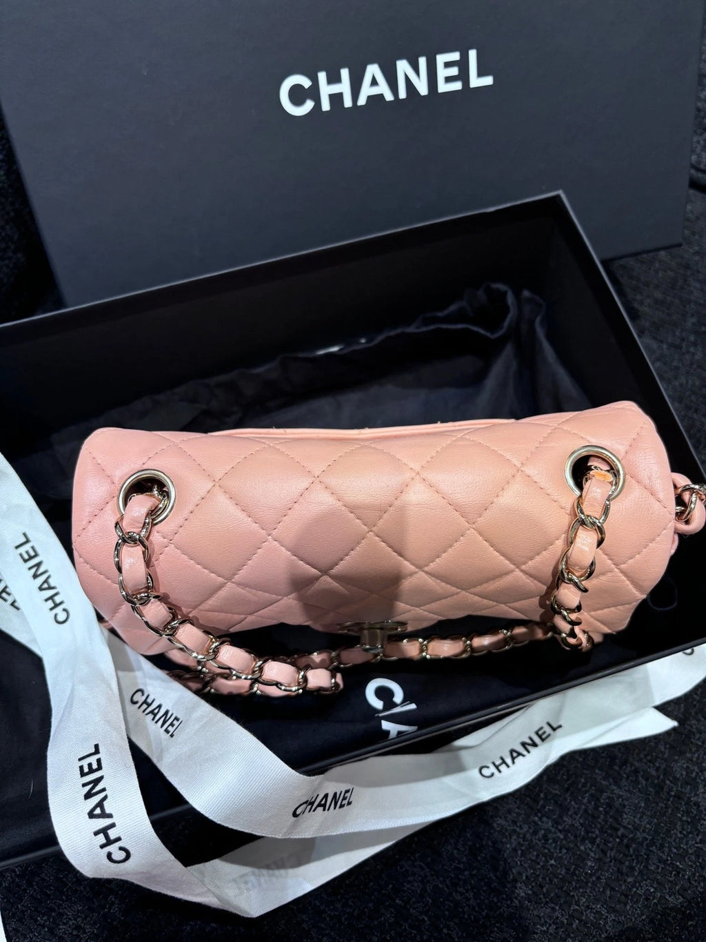 CHANEL CF Mini Orange Pink Lambskin Crossbody Bag For Women