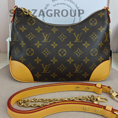 Louis Vuitton Boulogne Monogram Chain Shoulder Crossbody Bag Gold Brown