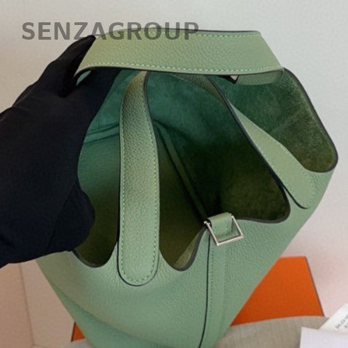Hermes Picotin18 Top Handle Bag Green Silver Used Women Fashion Classic