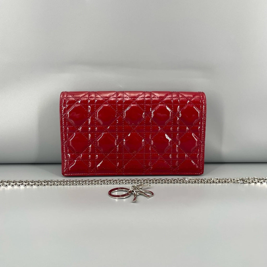 Dior Lady Dior Red Chain Bag Excellent