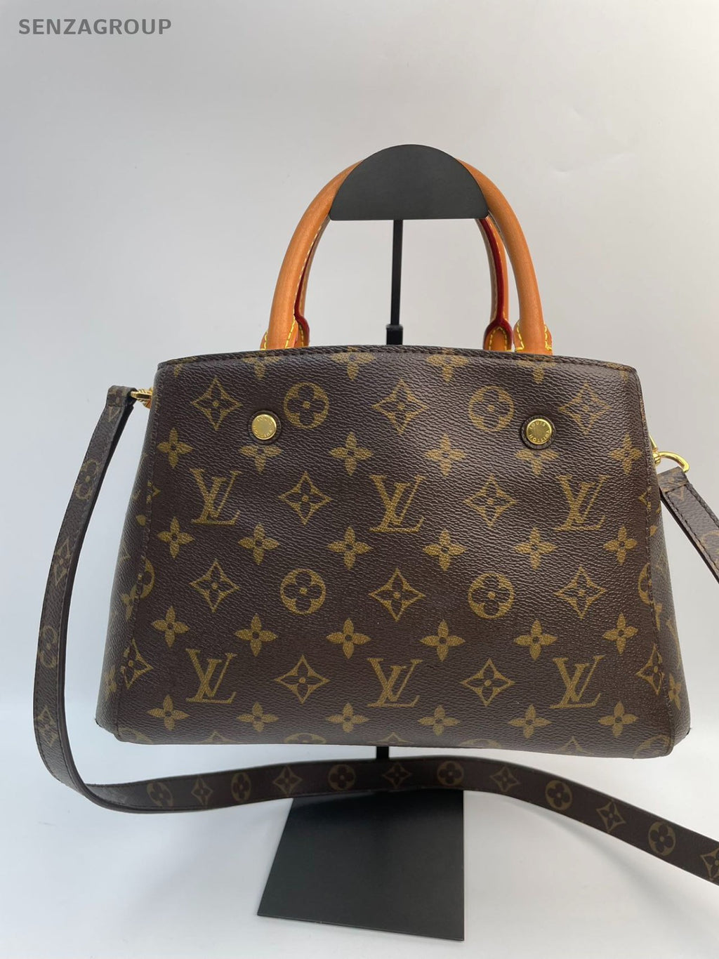 #1 - SJ0001 Louis Vuitton Montaigne Top Handle Bag MM Brown Canvas MG10387