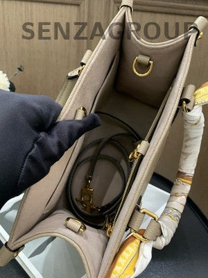 Louis Vuitton OntheGo Small Tote Bag Grey Gold Monogram Women Classic