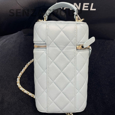 Chanel Quilted Chain Crossbody Phone Bag - White Gold
