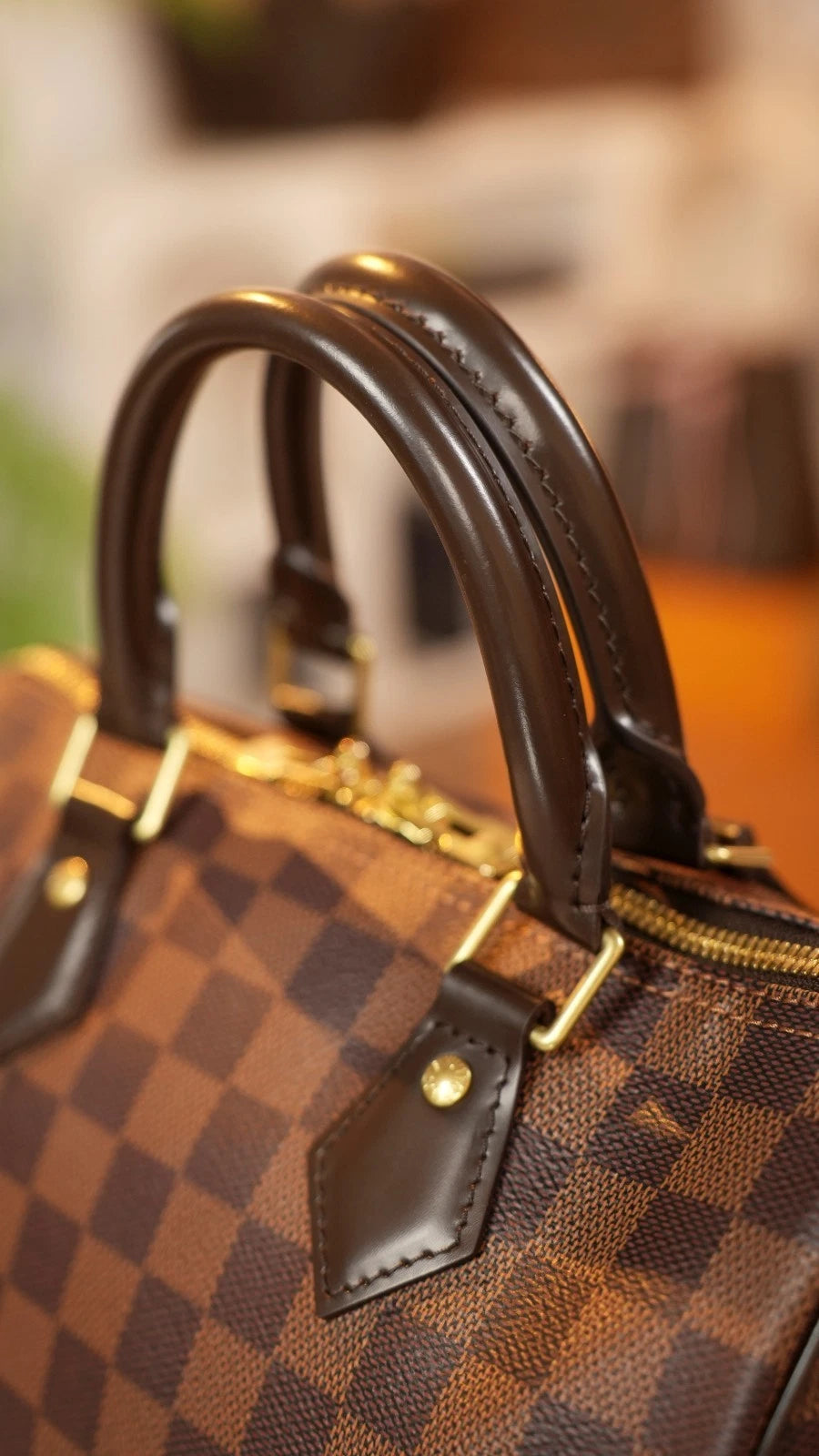 Louis Vuitton Speedy25 Damier Brown Shoulder Bag Top Handle Bag Excellent