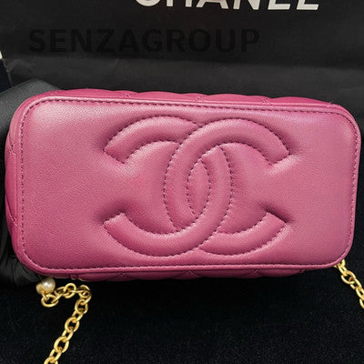 Chanel Red Quilted Heart Gemstone Chain Shoulder Crossbody Bag Gold Clasp