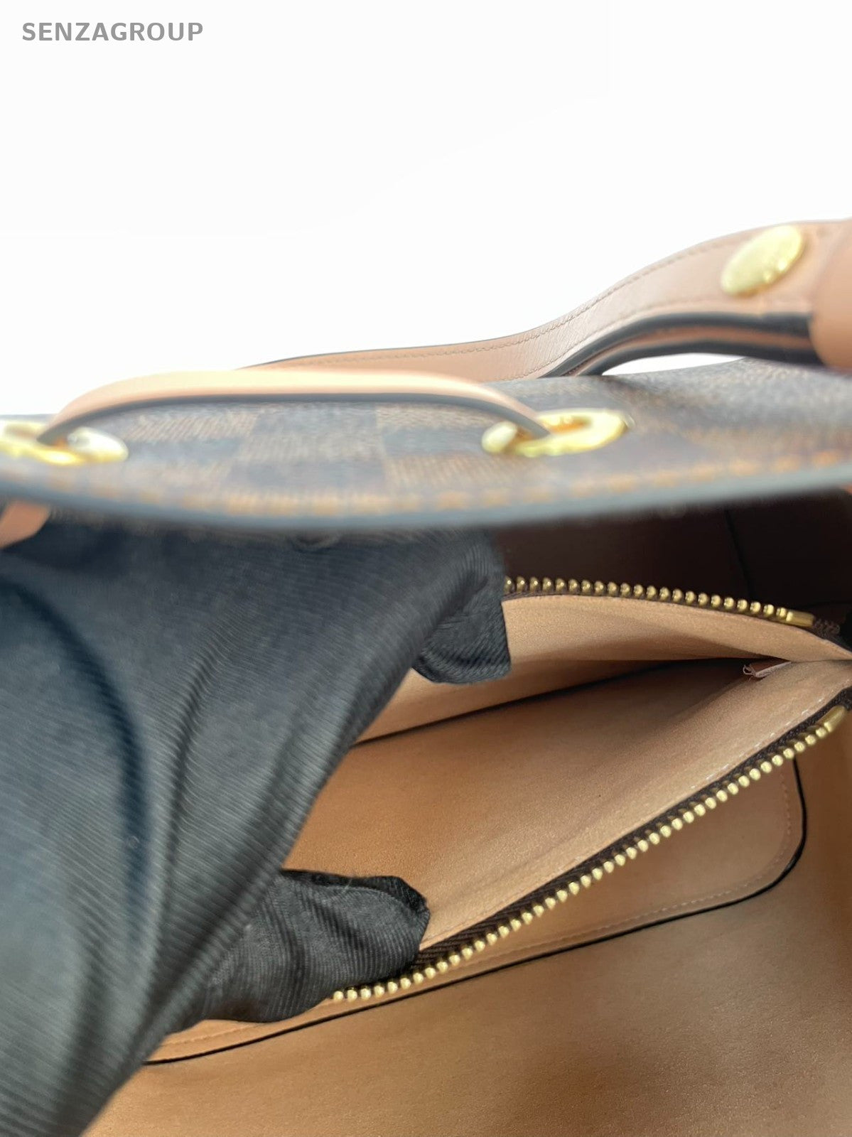 #001 - Louis Vuitton NéoNoé Pink Interior Damier Bucket Bag MM Brown Canvas YY73