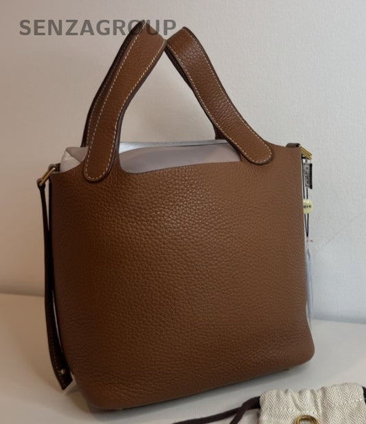 HERMES Picotin Lock Shoulder Handbag Brown Gold Used Women Classic Designer