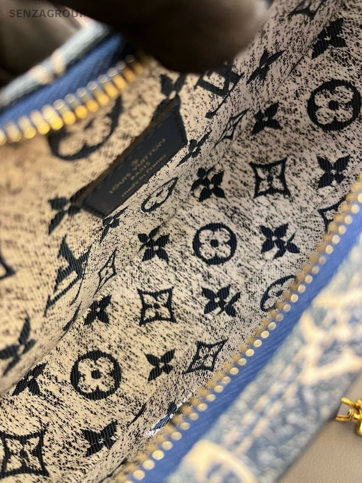 Louis Vuitton Hobo Chain Monogram Shoulder Bag Crossbody Blue Gold Women Classic