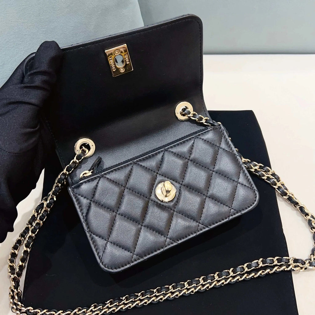 CHANEL Trendy CC Mini Black Leather Shoulder Bag For Women