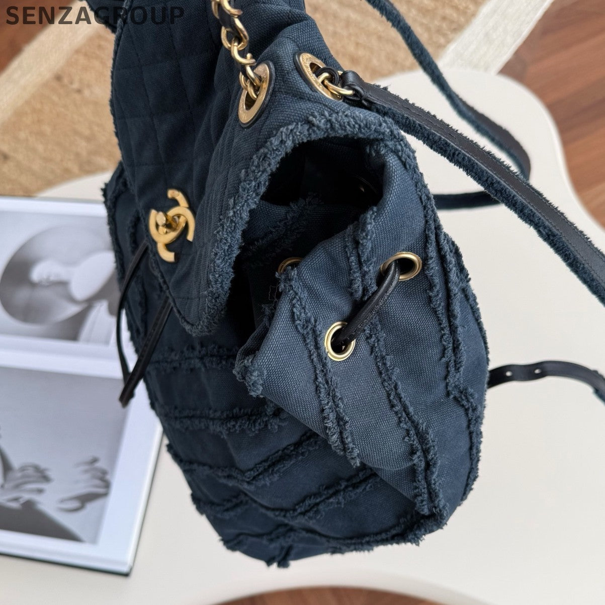 Chanel Cuba Diamond Blue Denim Backpack Women Classic