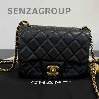 Chanel Classic Flap Quilted Chain Shoulder Bag Black Gold