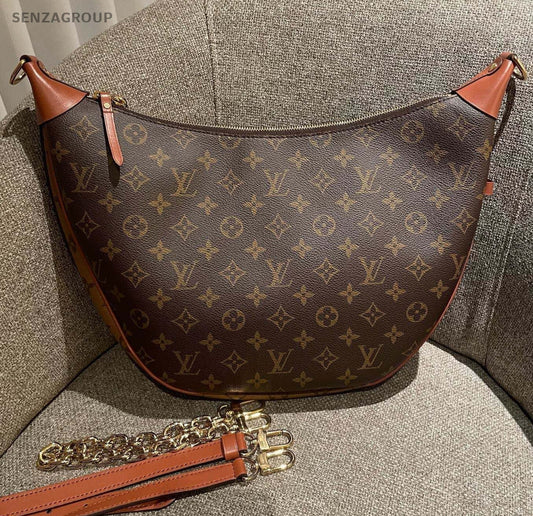 Louis Vuitton  Loop Hobo Monogram Chain Shoulder Bag Brown Gold Women Classic