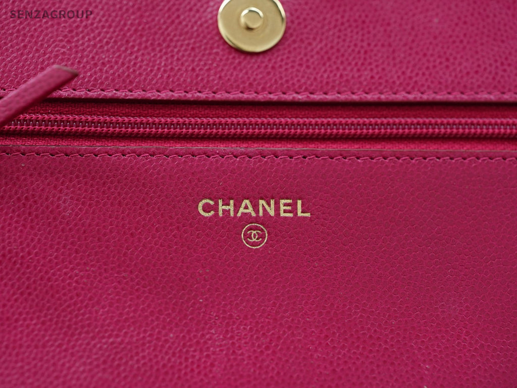 CHANEL Woc Diamond pattern Calfskin Chain Shoulder bag Women Peach Pink Gold