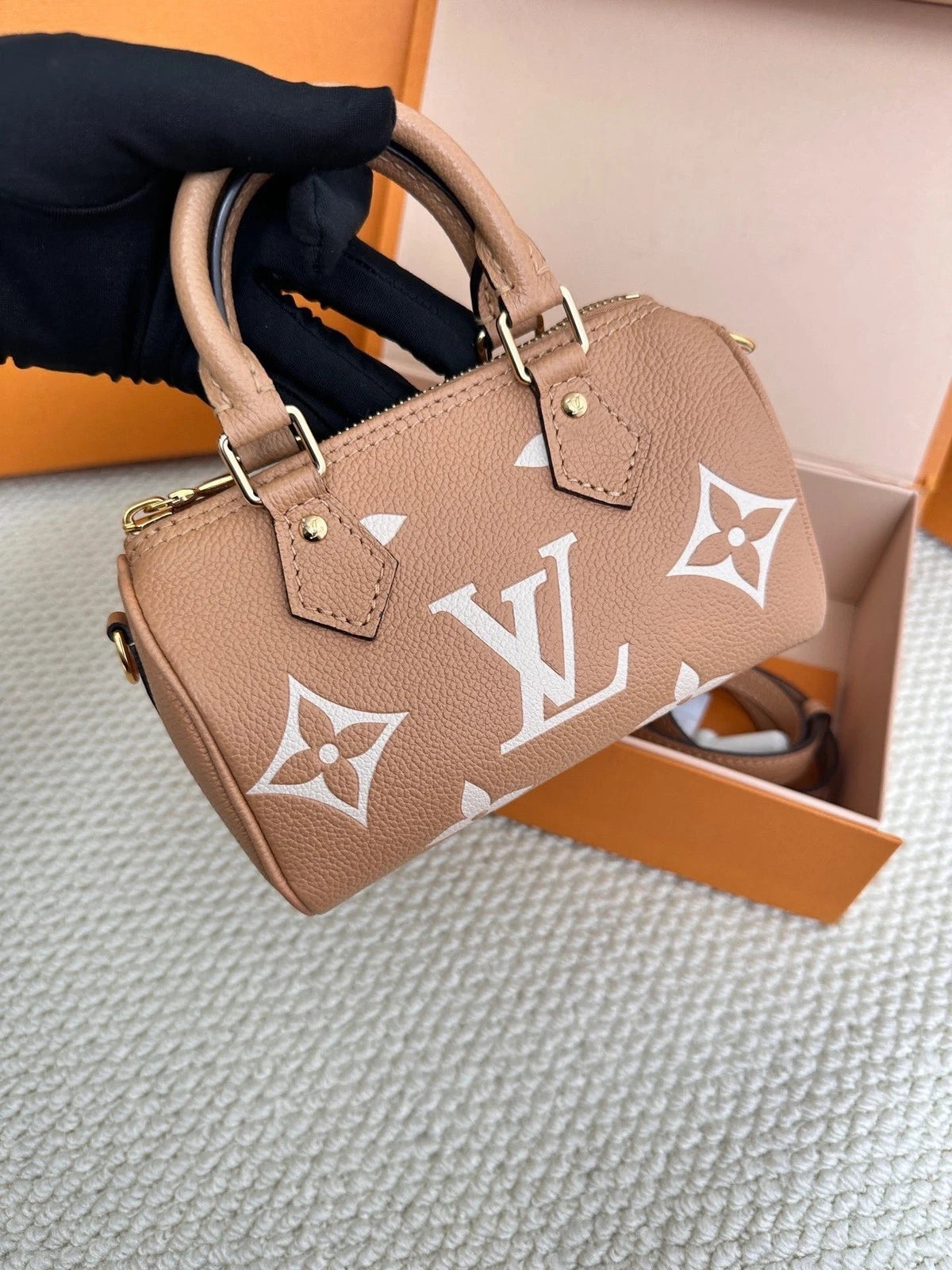 Louis Vuitton Canvas Speedy Nano Beige Handbag For Women