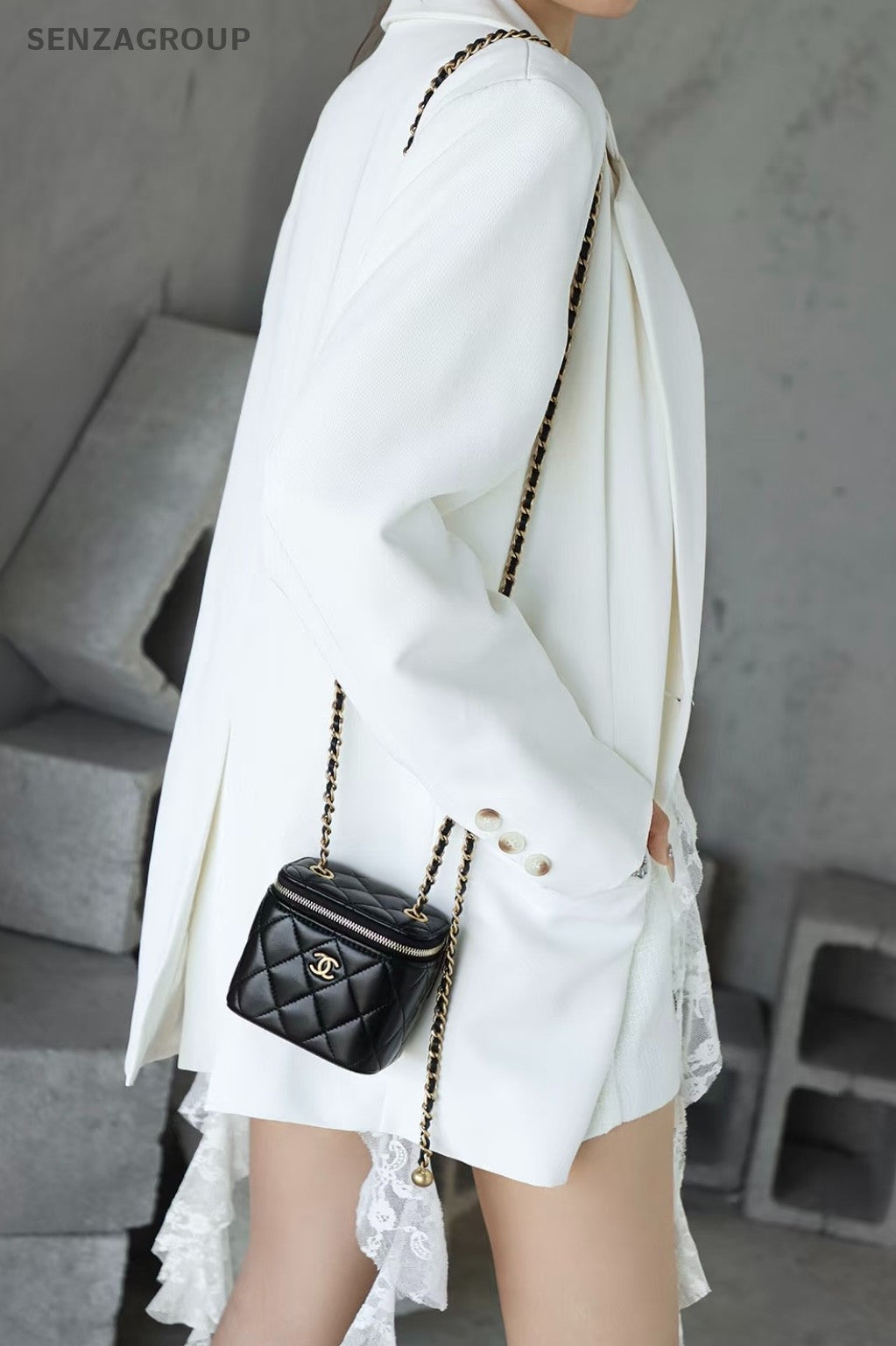 CHANEL Box mini Golden ball Chain Strap Shoulder handbag Navy Blue Women