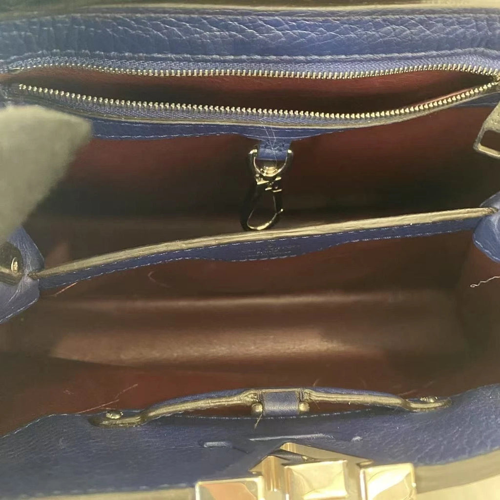Louis Vuitton Capucines BB Handbag Blue Silver Classic Women's Bag