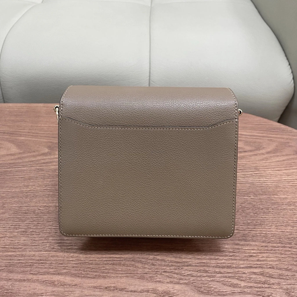Hermes Roulis19 Evercolor Leather Shoulder Crossbody Gray Gold Women Classic