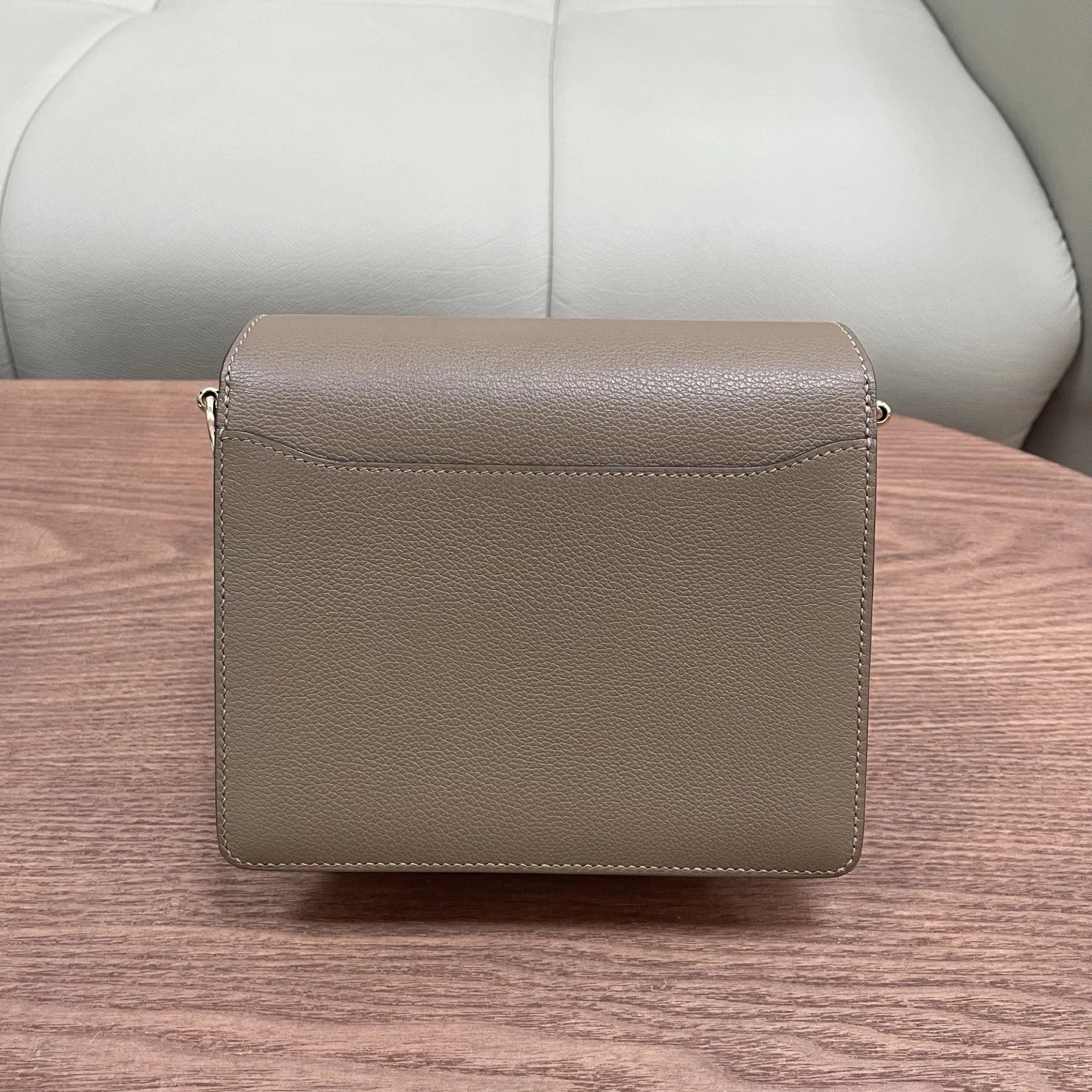 Hermes Roulis19 Evercolor Leather Shoulder Crossbody Gray Gold Women Classic