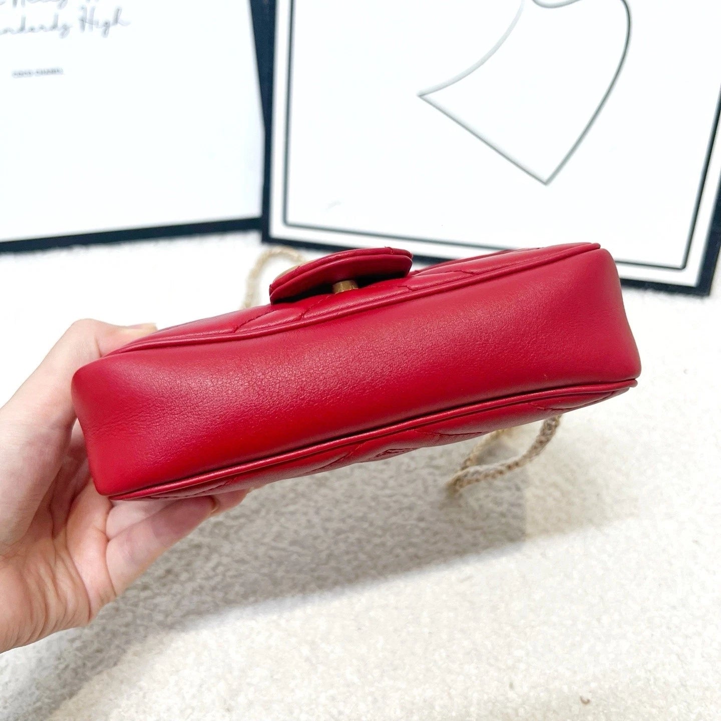 GUCCI Chain Shoulder Bag Red For Women