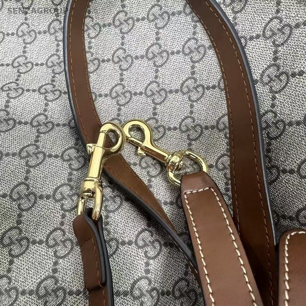 GUCCI Coated Canvas Monogram GG Handbag Shoulderbag Brown