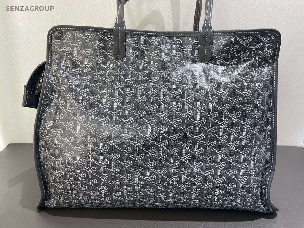 Goyard Hardy Tote PM Canvas Calfskin Shoulder Bag Gray Silver Unisex Adults