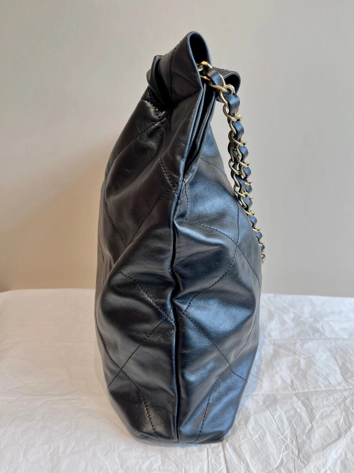 CHANEL Black Gold 22BAG Small Shoulder Crossbody Bag For Women