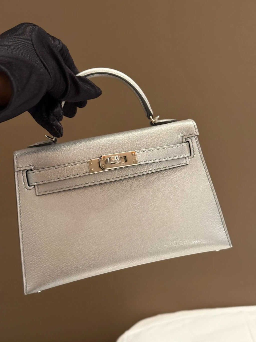 Hermes Mini Kelly Olympic Silver Top Handle Bag For Women