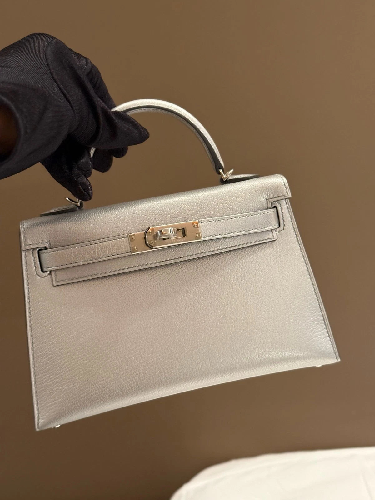 Hermes Mini Kelly Olympic Silver Top Handle Bag For Women