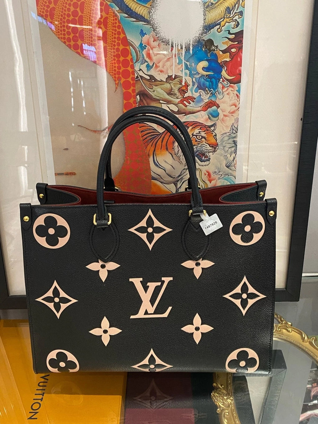 Louis Vuitton Onthego Medium Grained Leather Tote Bag For Women