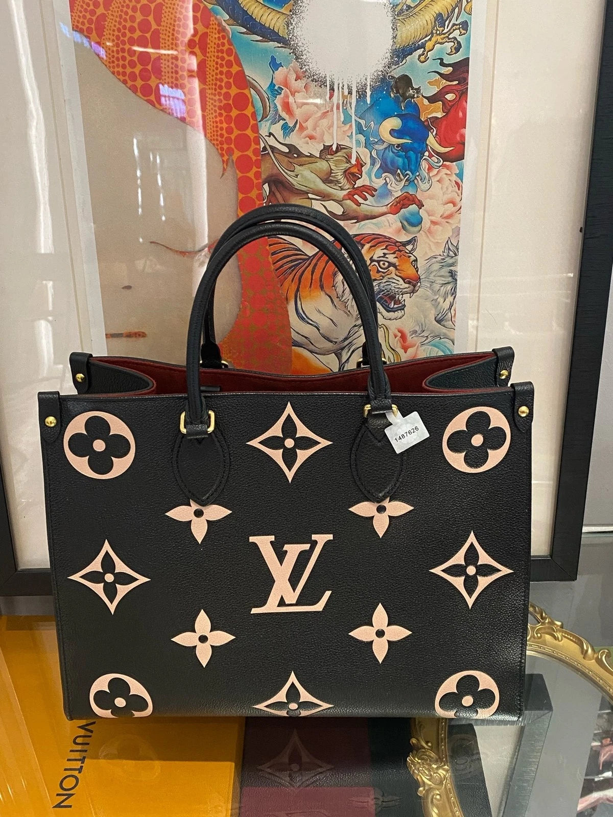 Louis Vuitton Onthego Medium Grained Leather Tote Bag For Women