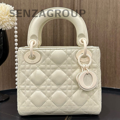 Dior Lady Dior Cannage Quilted Chain Shoulder Bag White Classic Women
