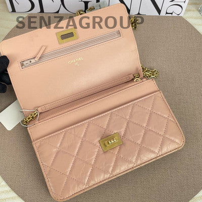 Chanel 2.55 Pink Calfskin WOC Gold Chain Crossbody Bag