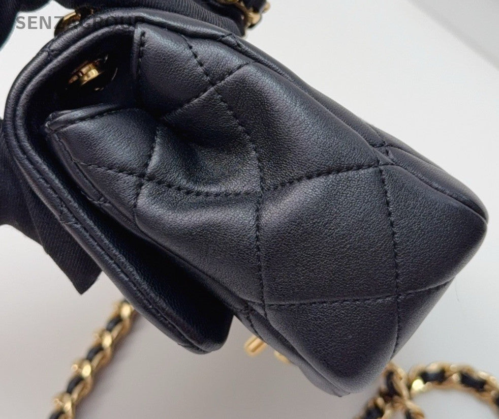 Chanel Chain 2Way Shoulder Bag Crossbody Black Gold Women Classic Designer
