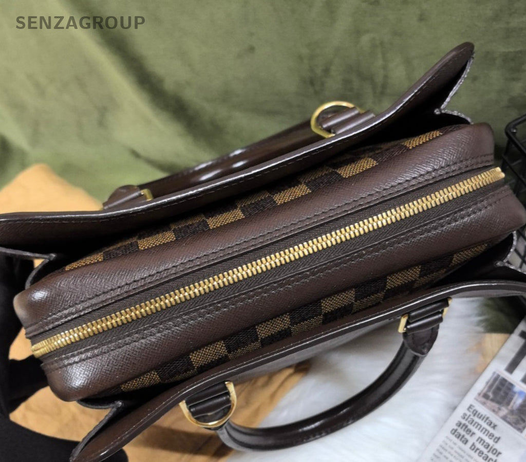 Louis Vuitton Damier Ebene Top Handle Shoulder Bag Brown
