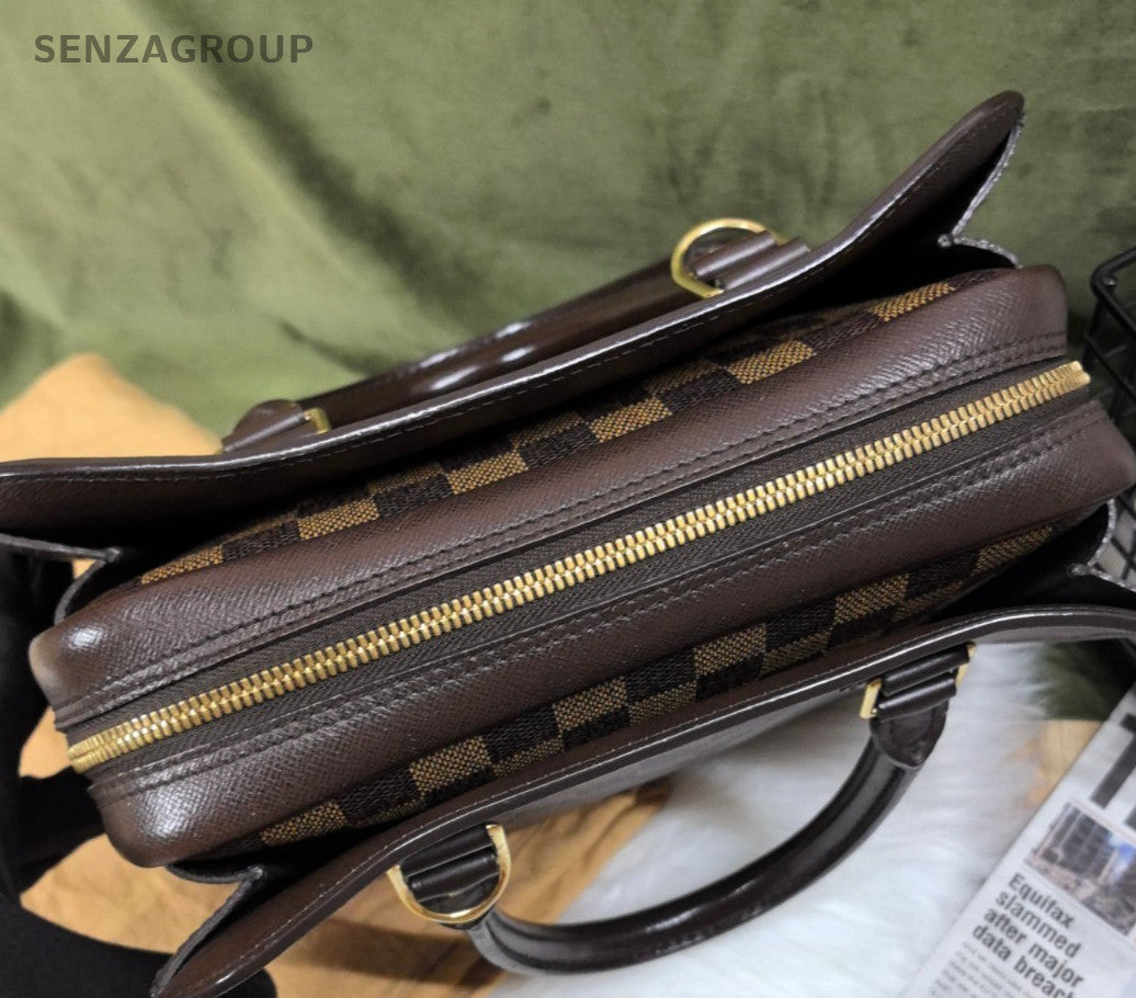 Louis Vuitton Damier Ebene Top Handle Shoulder Bag Brown
