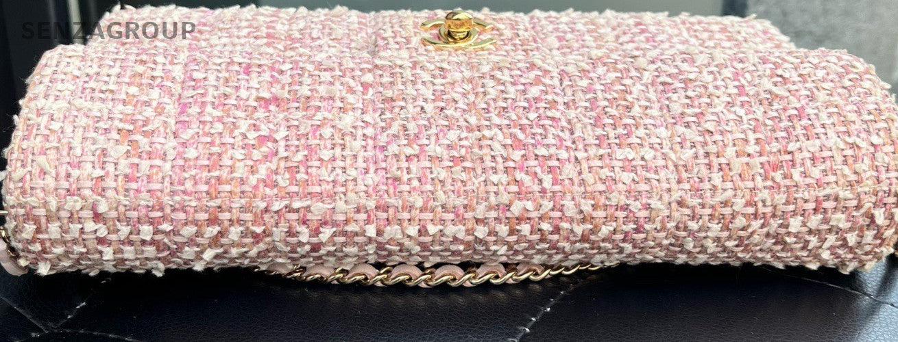 Chanel Classic Flap Chain Shoulder Bag Pink Gold Women Vintage Designer