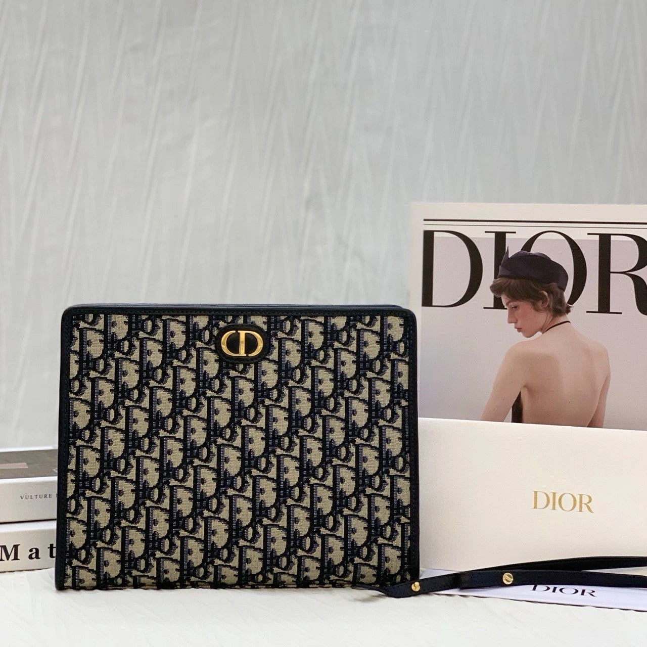 Dior Canvas Oblique Montaigne30 Clutch Crossbody Bag Women