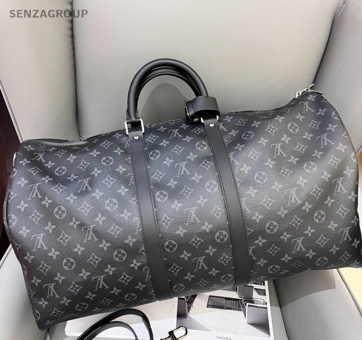 Louis Vuitton Keepall Monogram Top Handle Bag Crossbody Black Unisex Adults