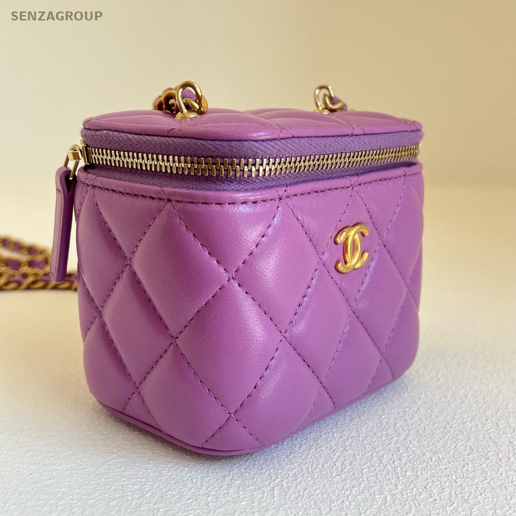 CHANEL 22S Box Lambskin Chain SHoulder bag Crossbody Women Purple Gold