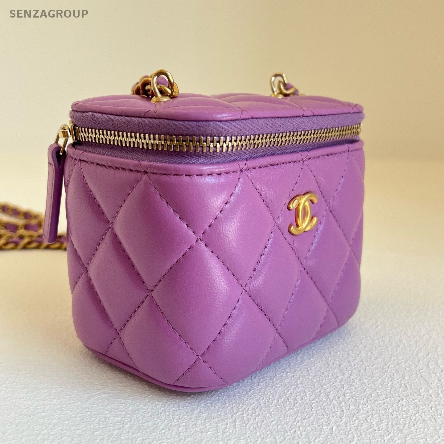 CHANEL 22S Box Lambskin Chain SHoulder bag Crossbody Women Purple Gold